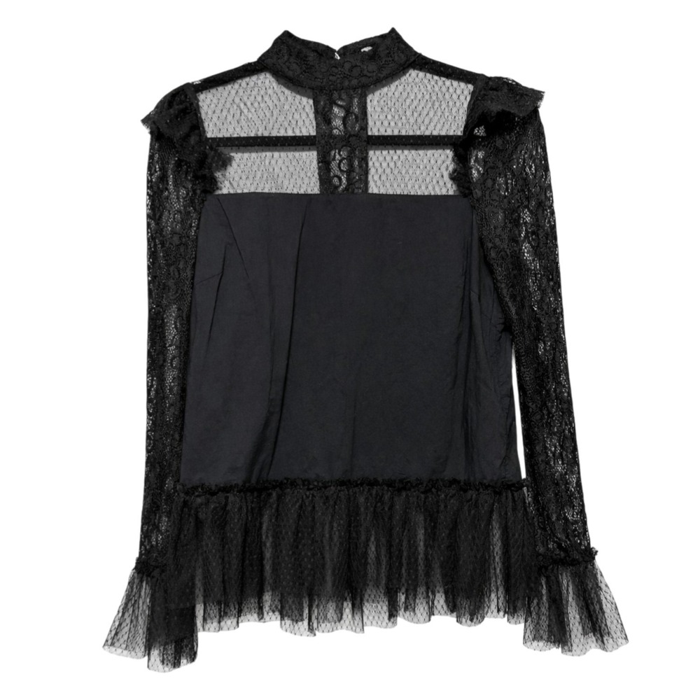 JustFab Goth Whimsigoth Blouse Women Small Victorian Coquette Dark Romance - Picture 2 of 7